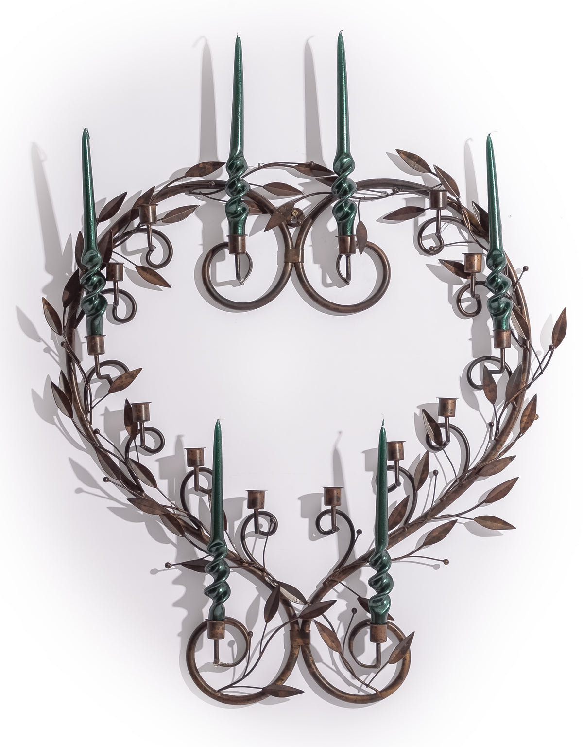 Large Antiqued Bronze Heart Wreath Wall Sconce