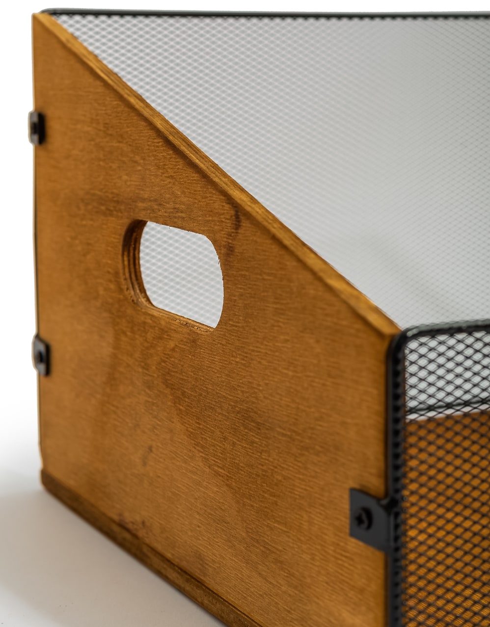 Classic Wood and Metal Mesh Record Box