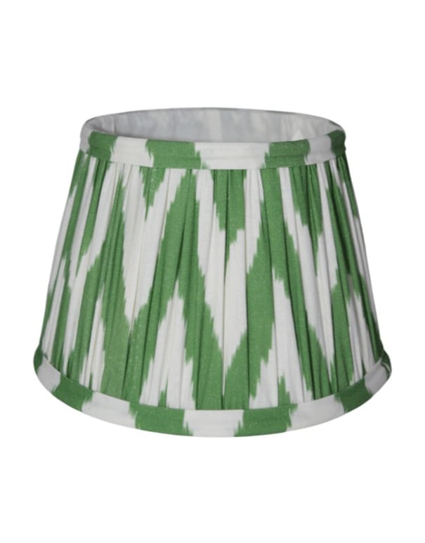 Green Zigzag Ikat Gathered / Pleated 40cm Lampshade