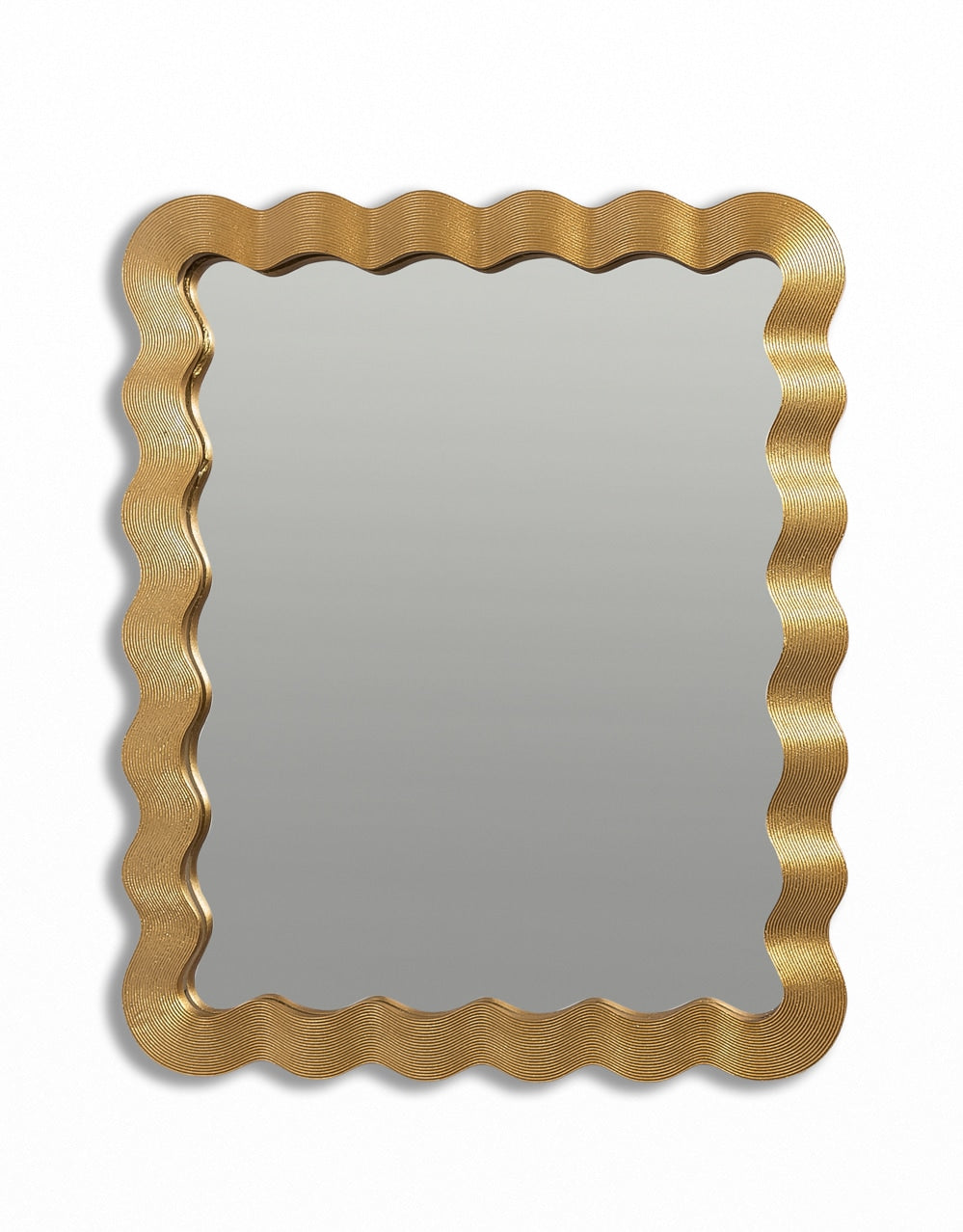Rectangular Gold "Wave" Wall Mirror