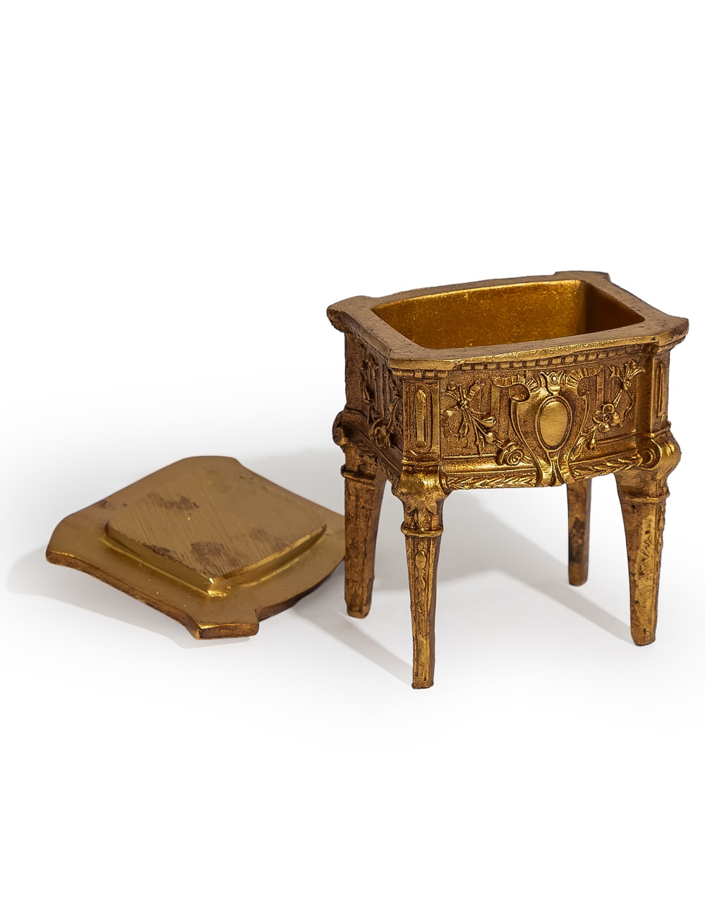 Antique Gold Ornate Dresser Storage / Trinket Box