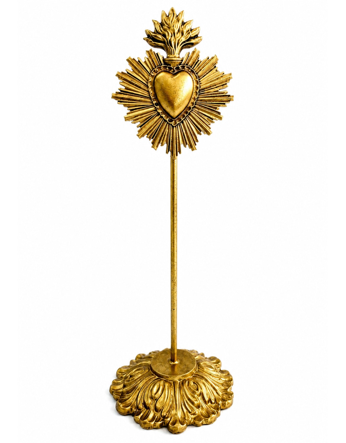 Gold "Sacred Heart" Magnetic Card / Photo Holder on Stand
