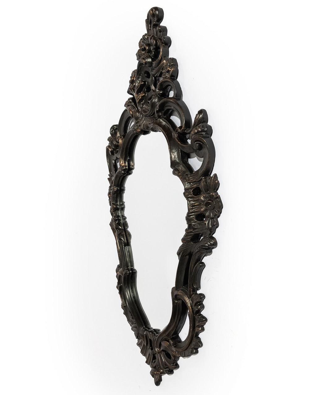 Antiqued Black Ornate French Wall Mirror