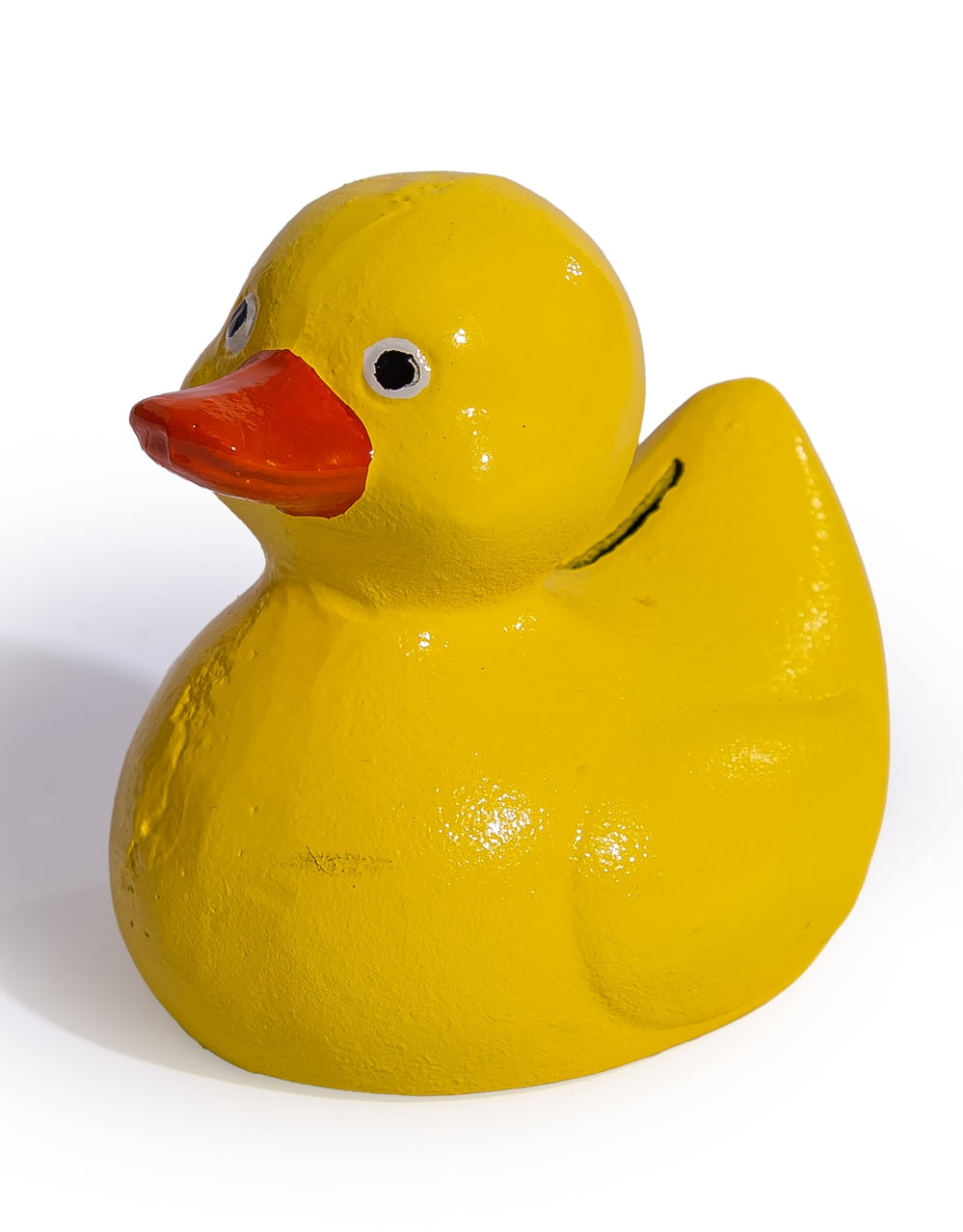 Cast Iron Antiqued Yellow Duck Coin Bank