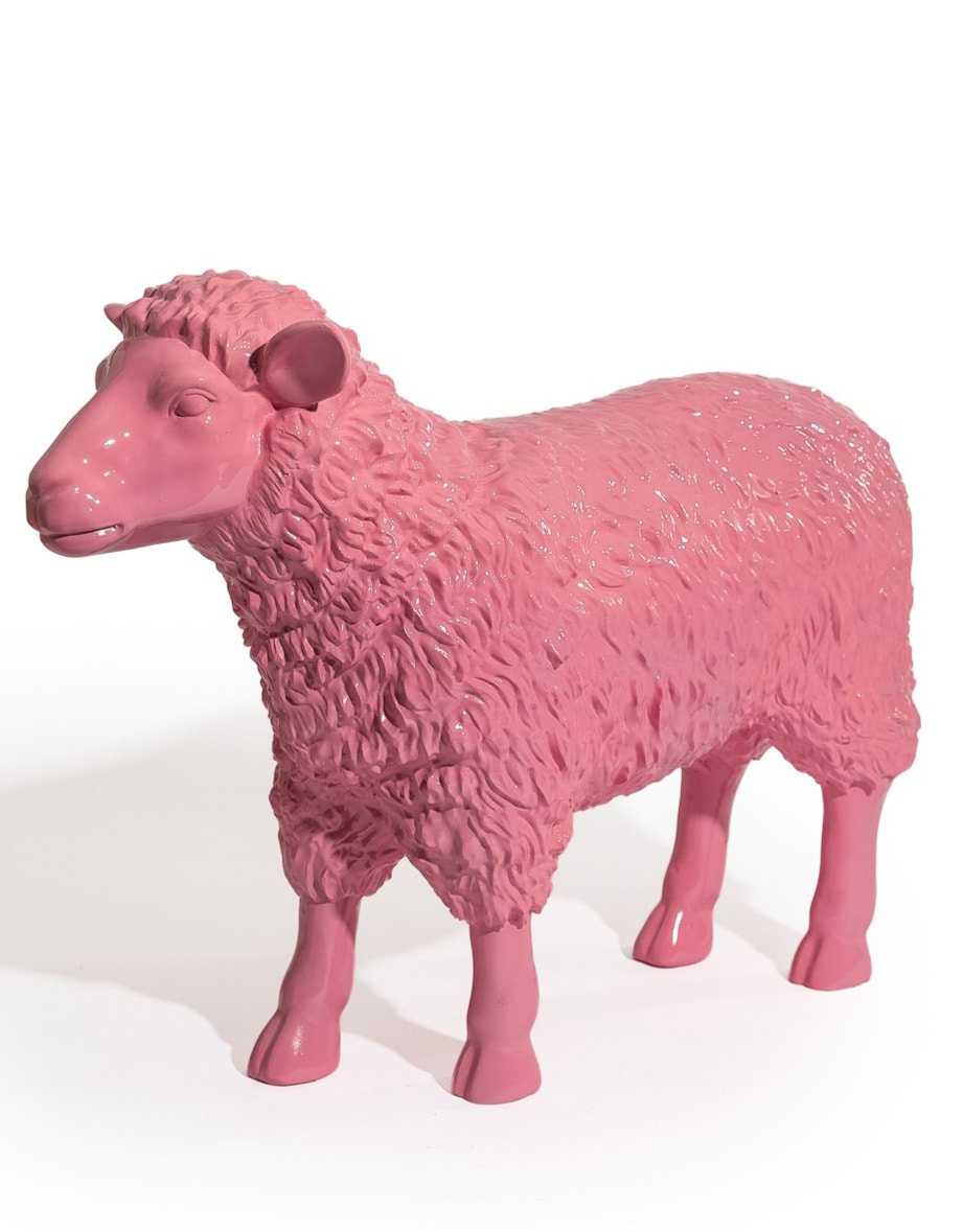Large Bright Pink Sheep Figure