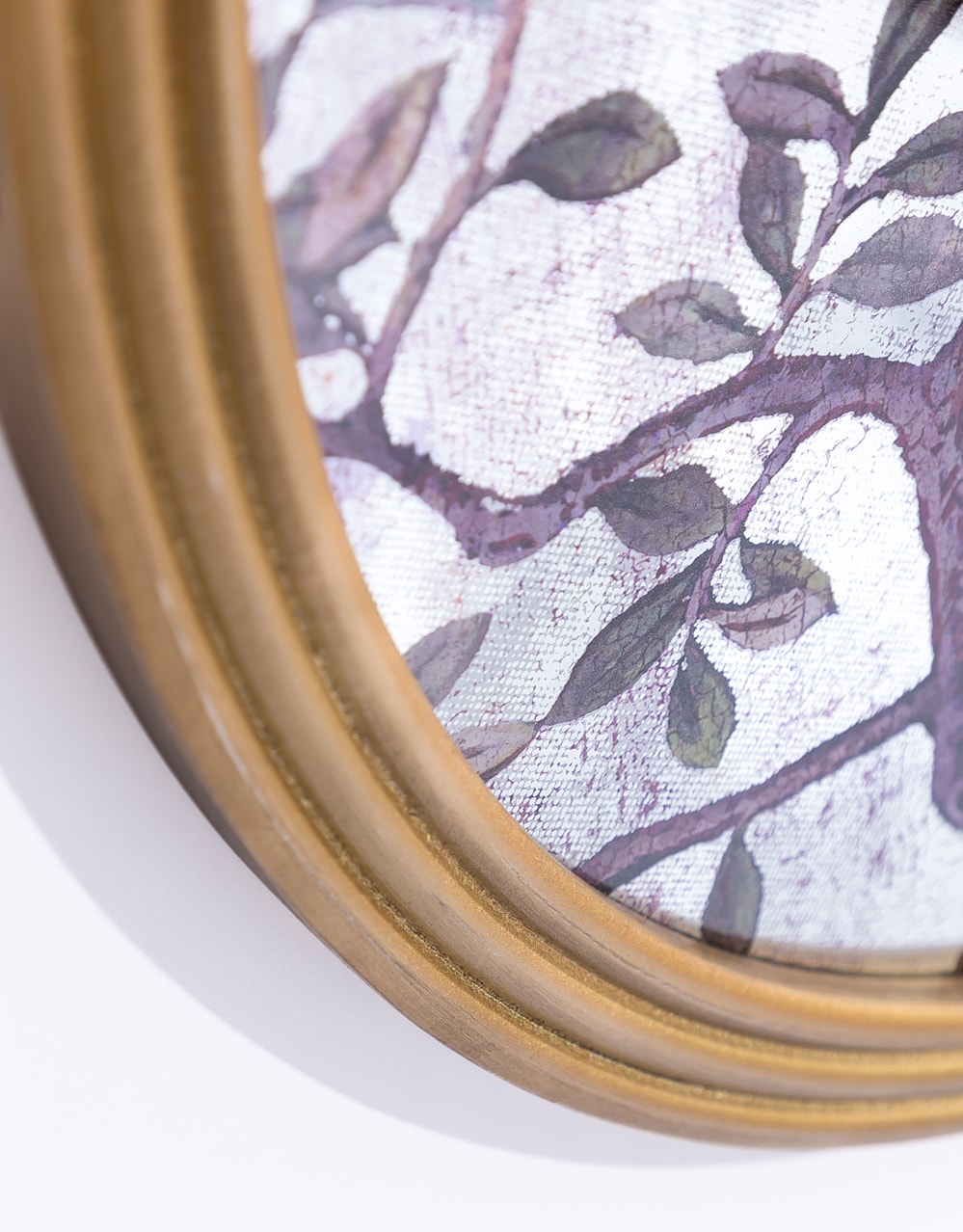 Large Round Gold-Framed Oriental Garden Glass Wall Mirror