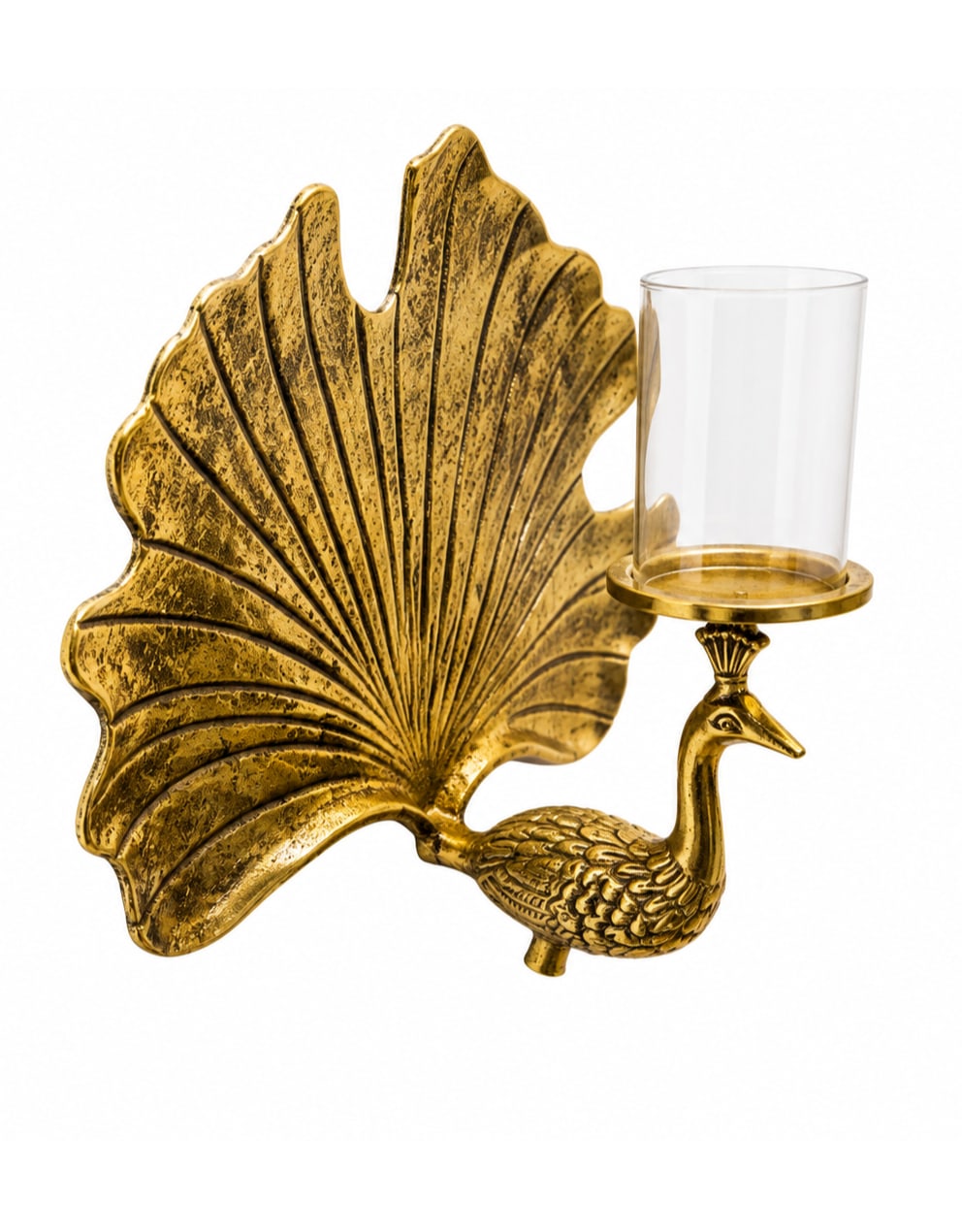 Gold Aluminium Peacock Wall Sconce