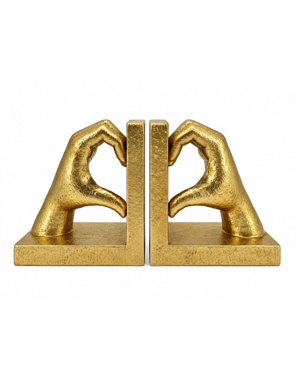 Set of Antique Gold "Heart Hands" Bookends