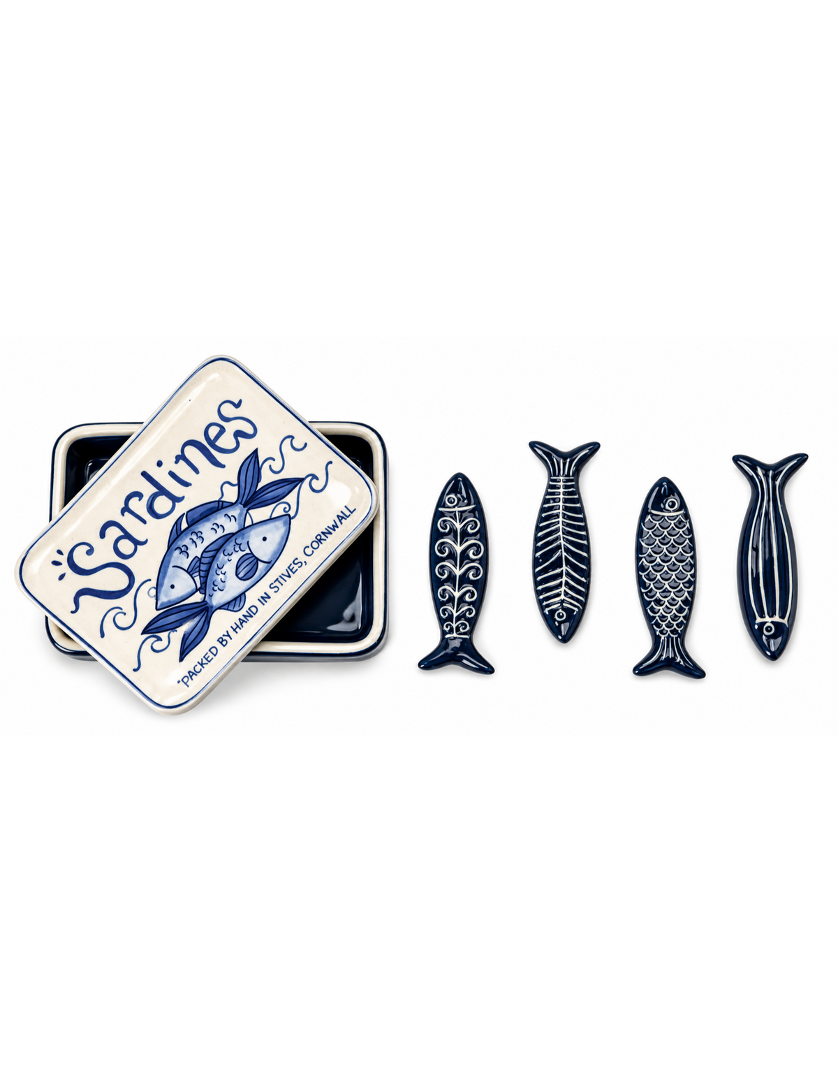 Set of Ceramic Sardine Chopstick Holders