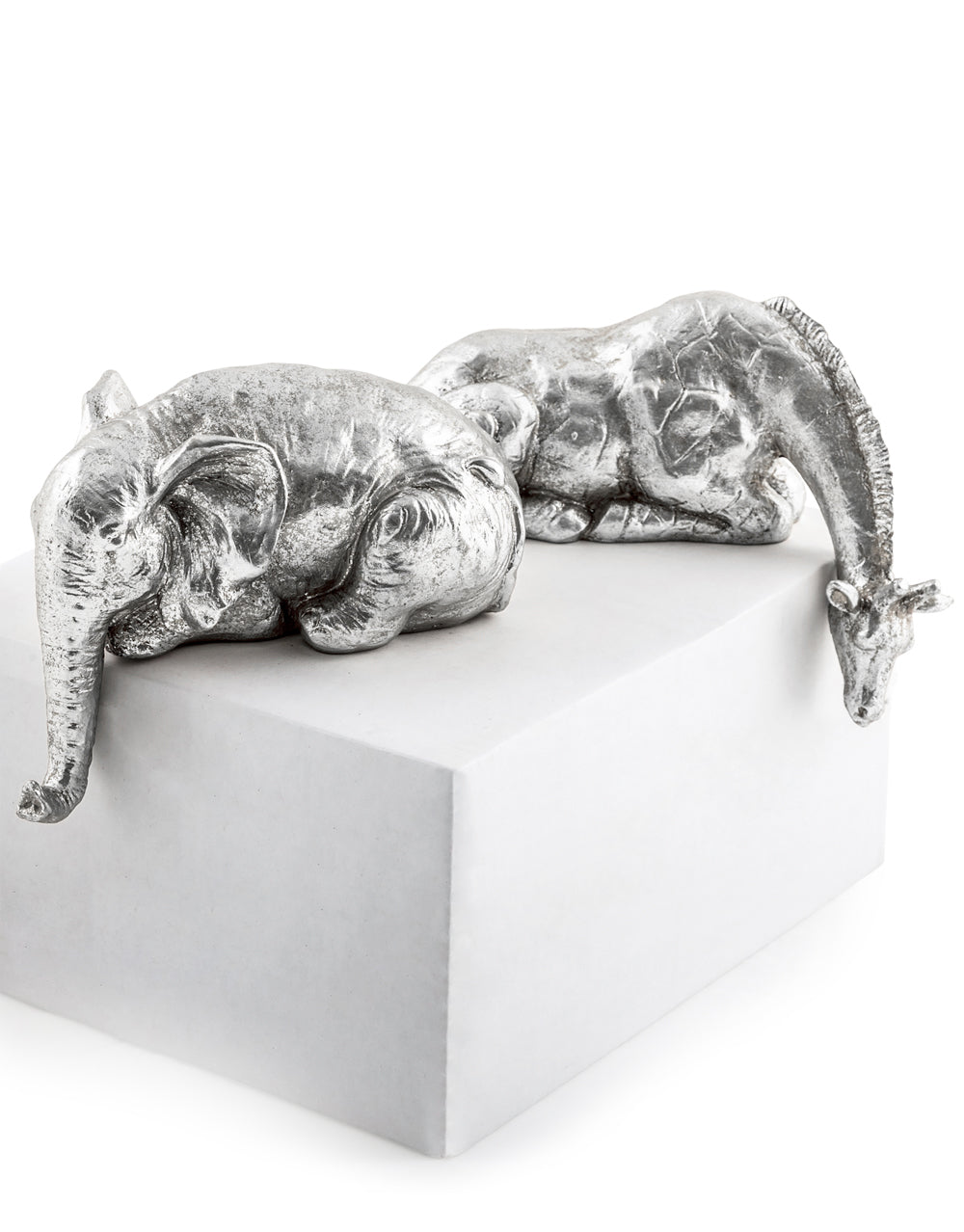 Set of 2 "Peering Over" Giraffe and Elephant Figures