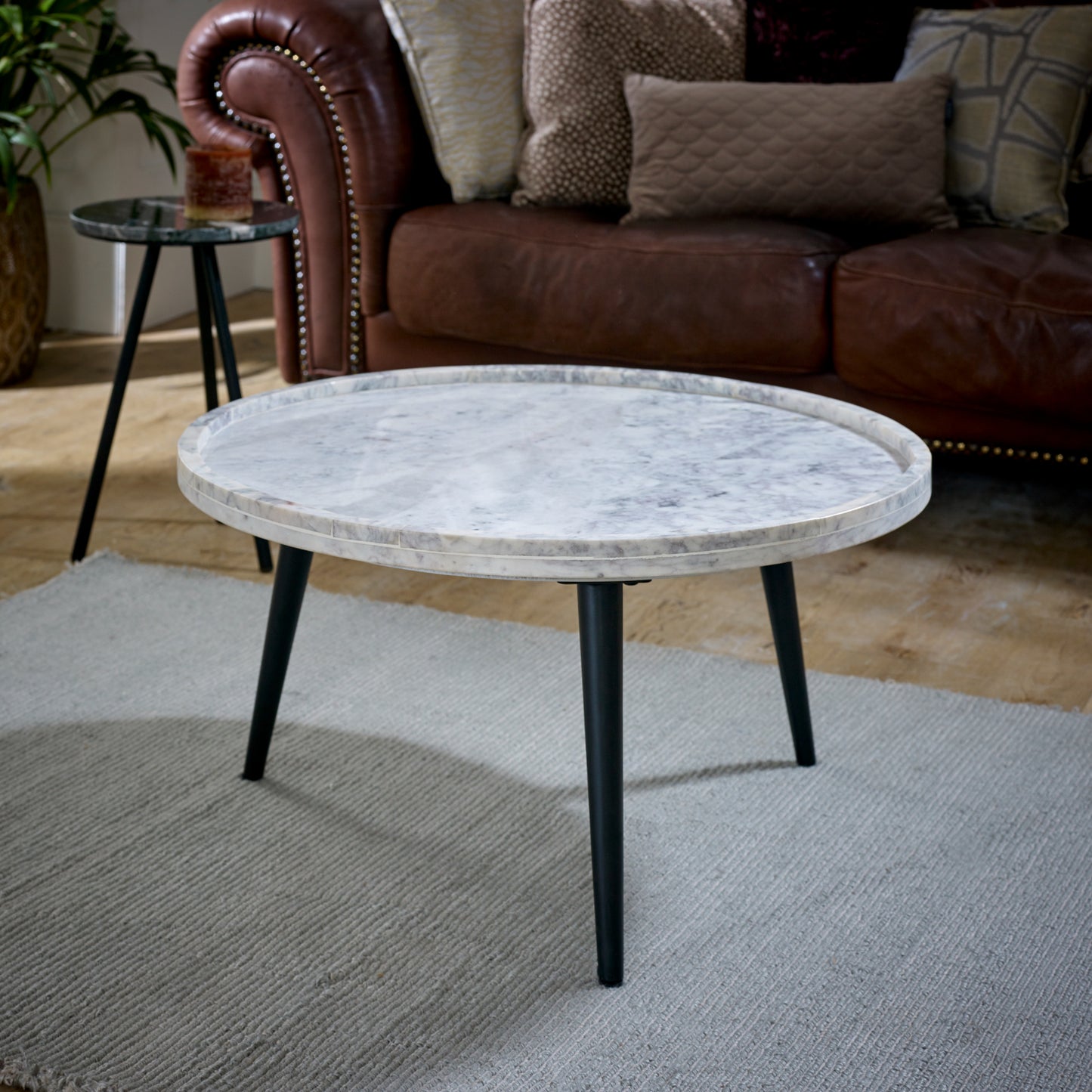 Olympia Round White Marble Coffee Table