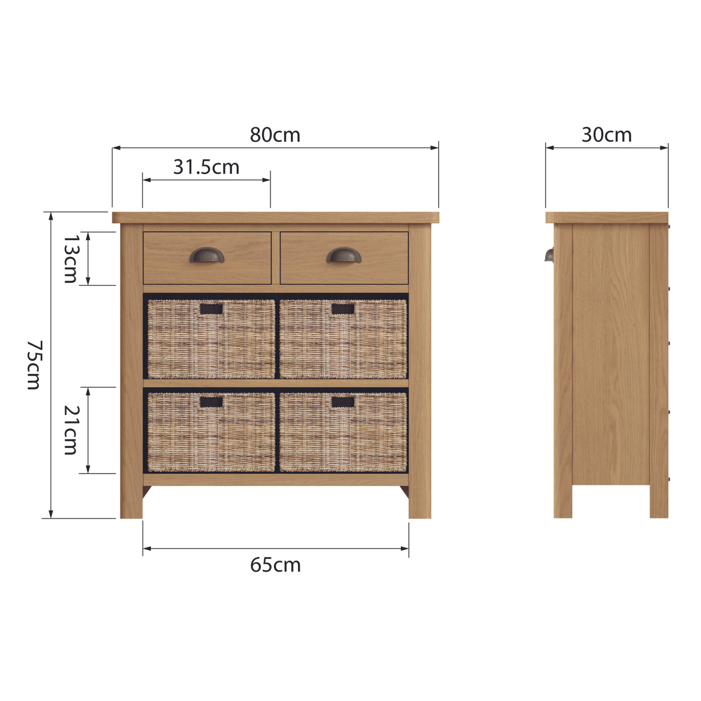 Rutherford 2 Drawer 4 Basket Unit