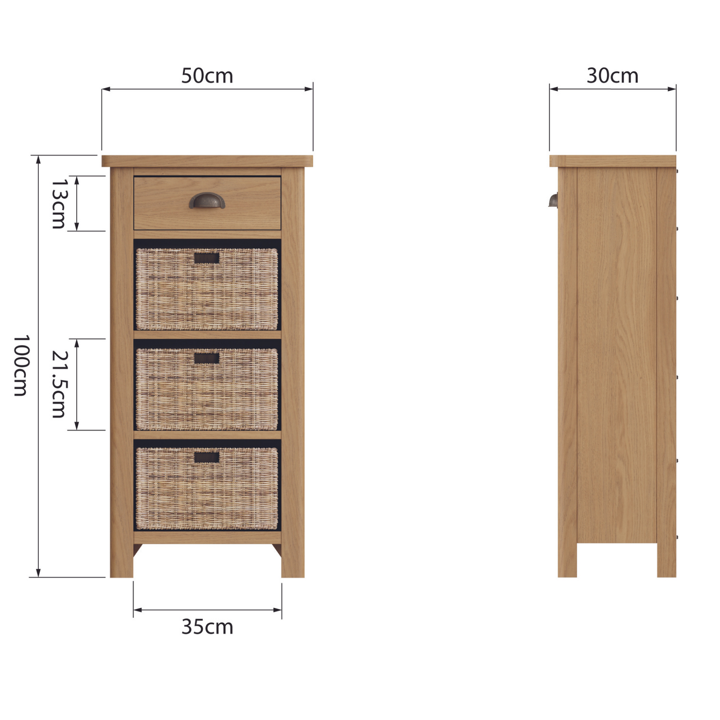 Rutherford 1 Drawer 3 Basket Unit