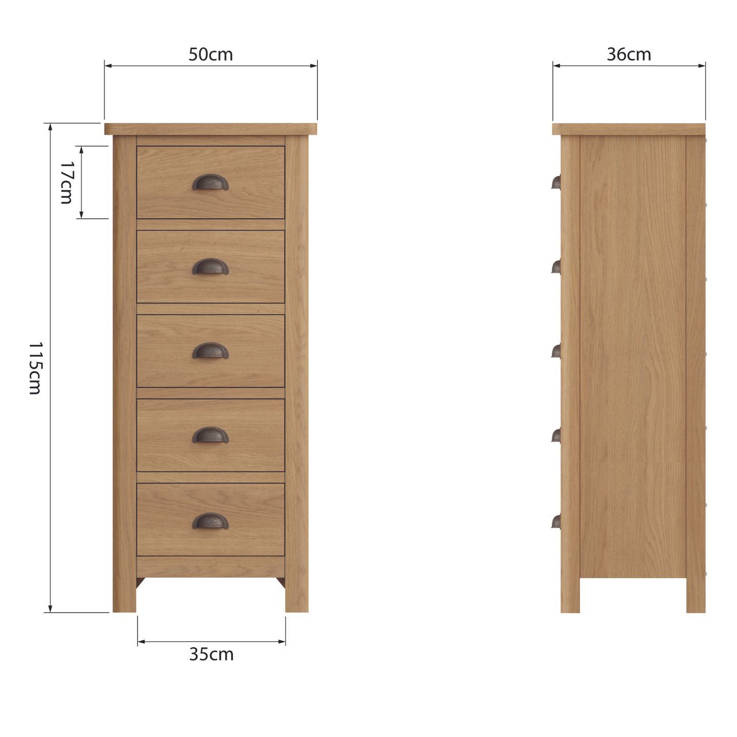 Rutherford 5 Drawer Narrow Chest