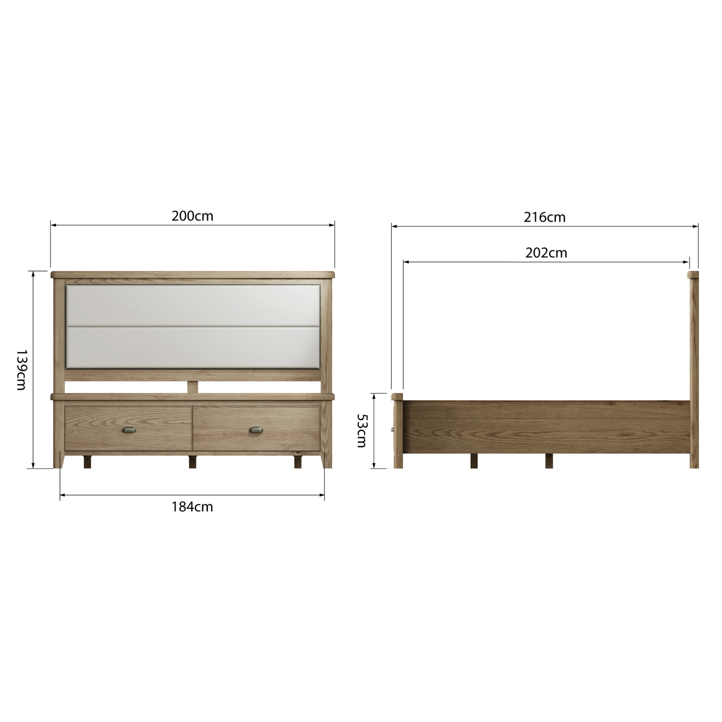 Horner Fabric Headboard with Drawer Base Beds