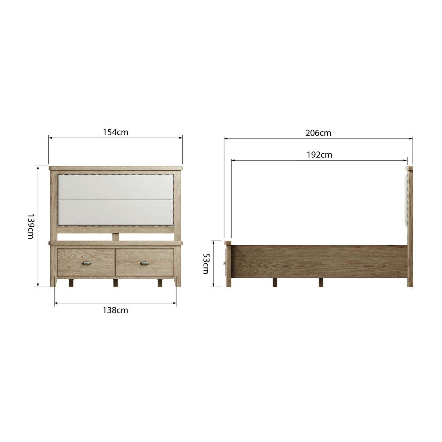 Horner Fabric Headboard with Drawer Base Beds