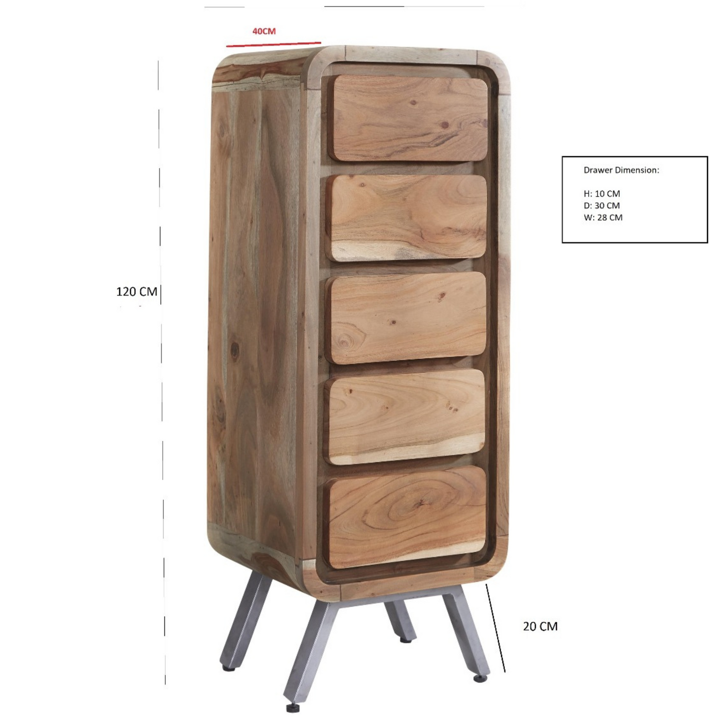 Adlington 5 Drawer Narrow Chest