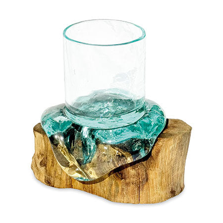 ROUND MOLTEN GLASS CANDLE TUMBLER (FOR LED CANDLES UP TO 6 CM DIAMETER)