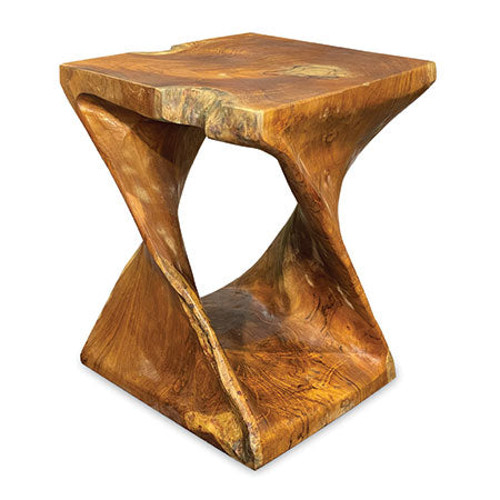 TEAK ROOT DRIFTWOOD TWIST LAMP TABLE/STOOL 40cm