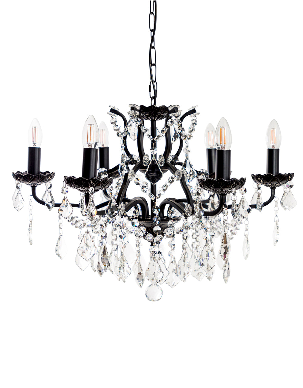 6 Branch Matt Black Shallow Chandelier