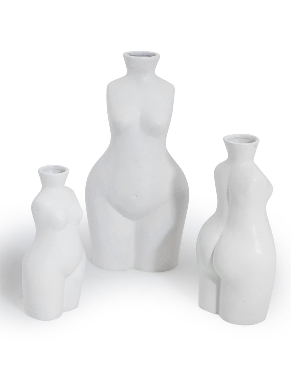 Matt White Medium Female Body Ceramic Stem Vase