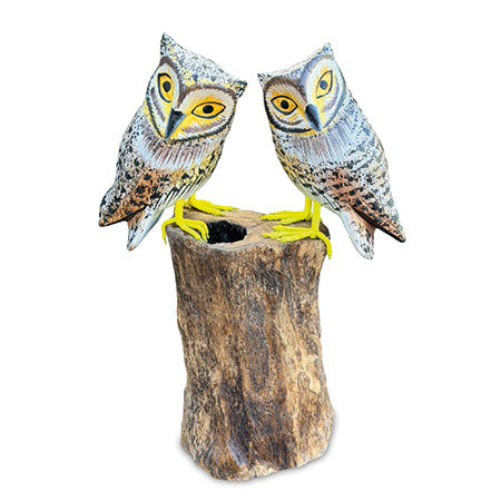 PAINTED DOUBLE TAWNY OWLS 27 CM