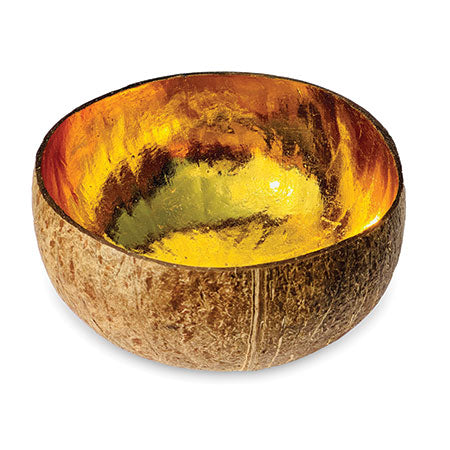 NATURAL COCONUT BOWL PAINTED GOLD