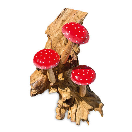 RED WALL HANGING 3 MUSHROOMS SCULPTURE