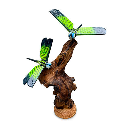 DOUBLE EMPEROR DRAGONFLY ON DRIFTWOOD 18cm H