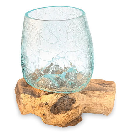 CRACKLE GLASS BOWL 17 CM