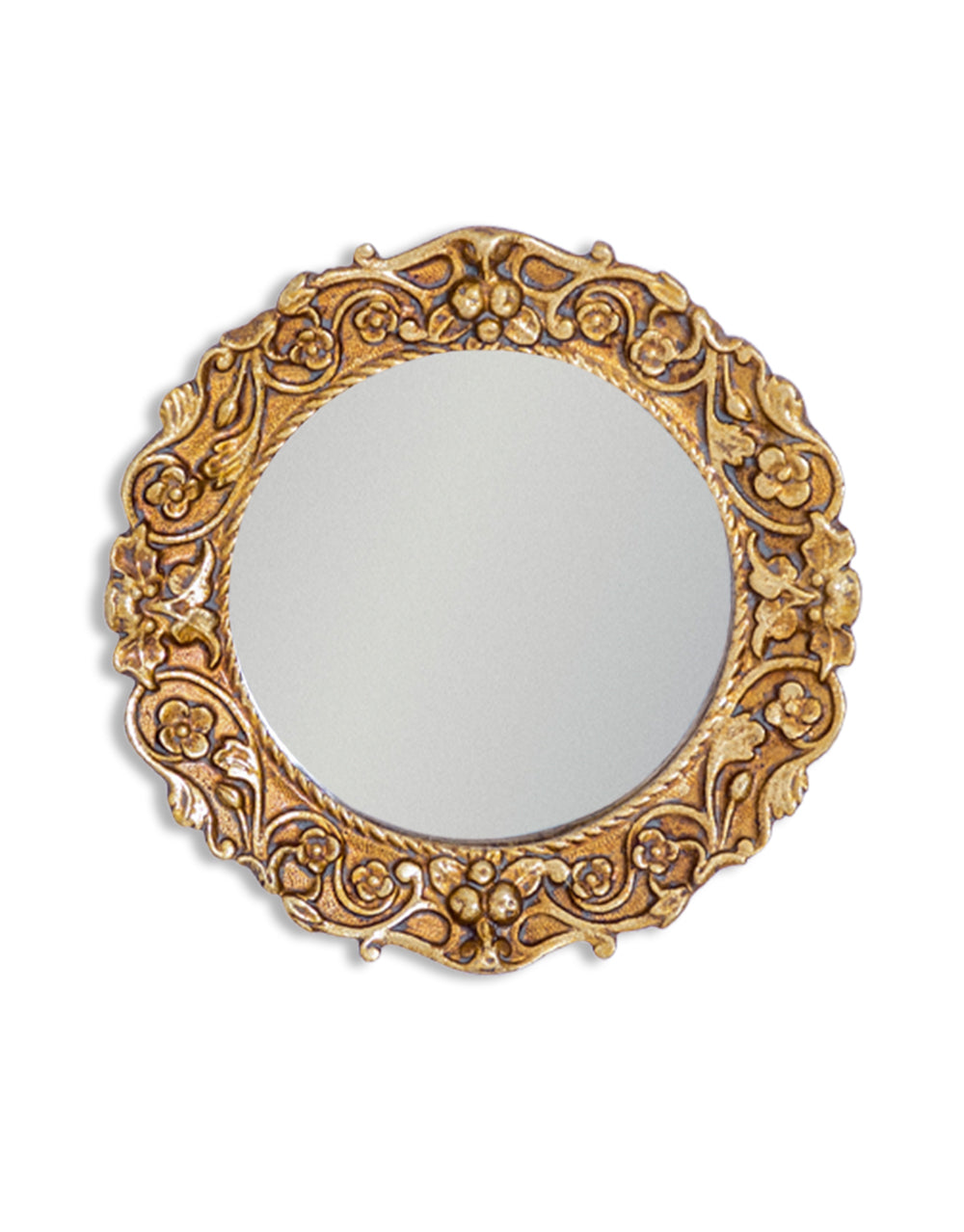 Antiqued Gold Framed Ornate Small Mirror