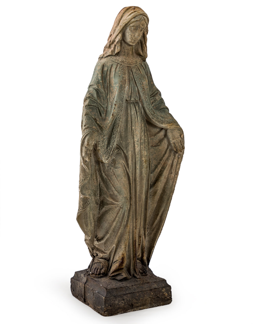 Large Antiqued Stone Effect Madonna Figure
