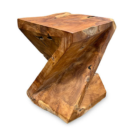 Solid Teak Z Twist Stool 40 cm