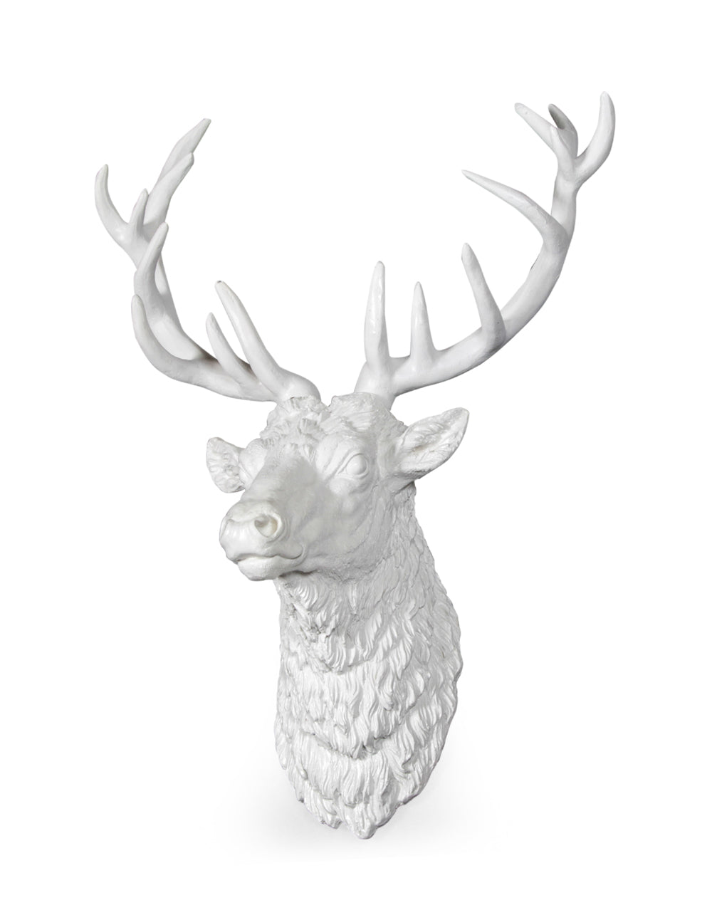 Large Bright White Stag Wall Head