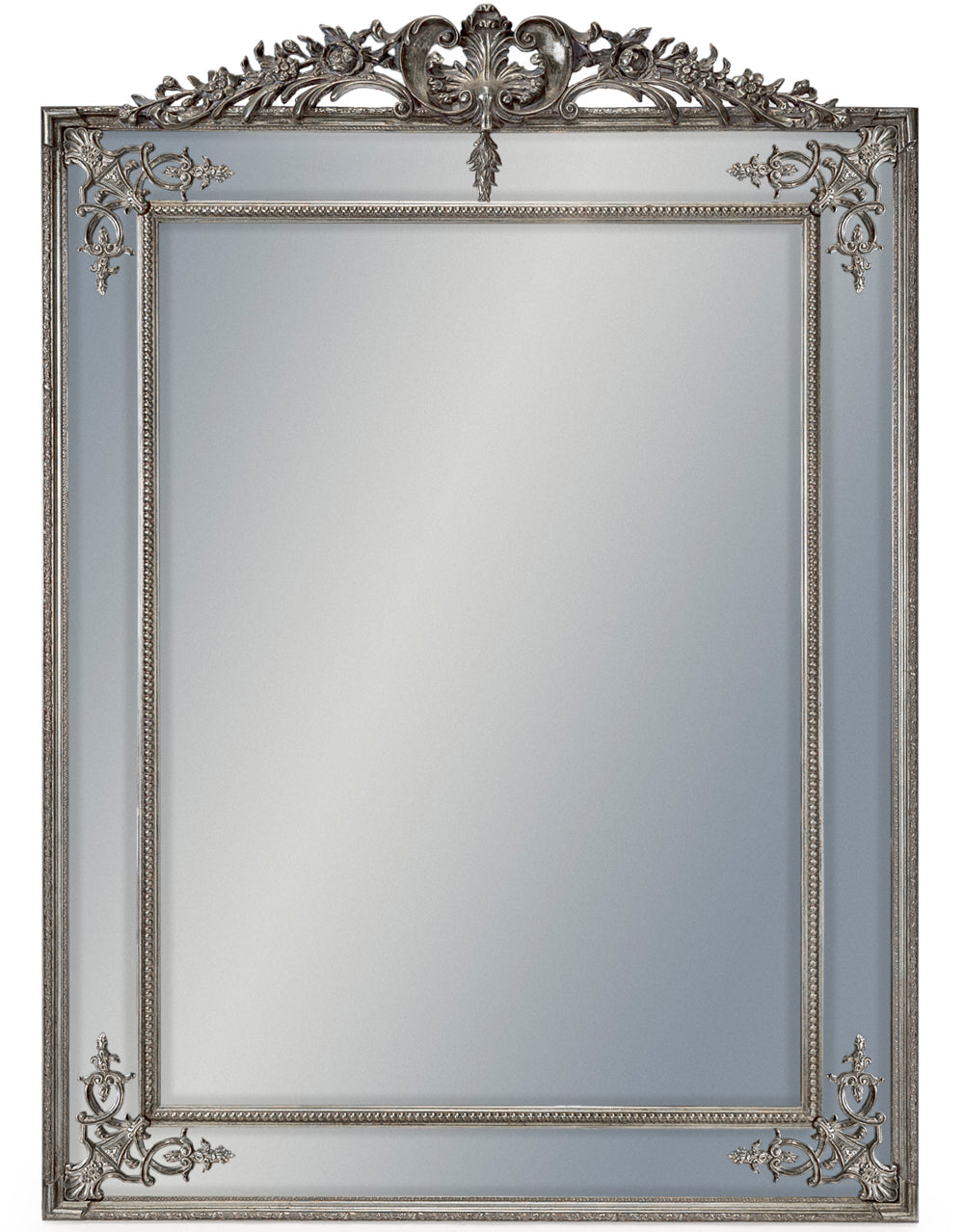 Large Silver French Mirror with Crest