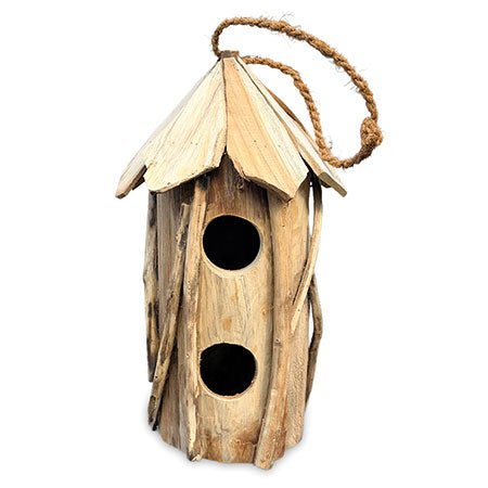 Teak Double Driftwood Birdhouse 36cm
