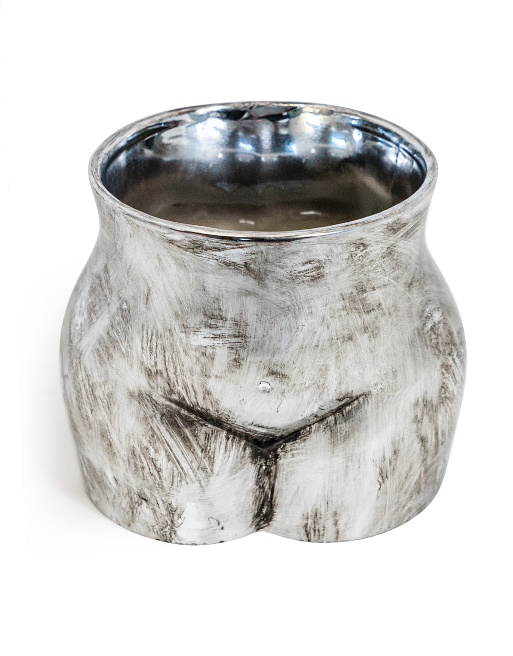 Antique Silver Large Booty Flower Pot/Storage Jar