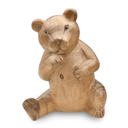 CARVED TEDDY BEAR SHY 15CM