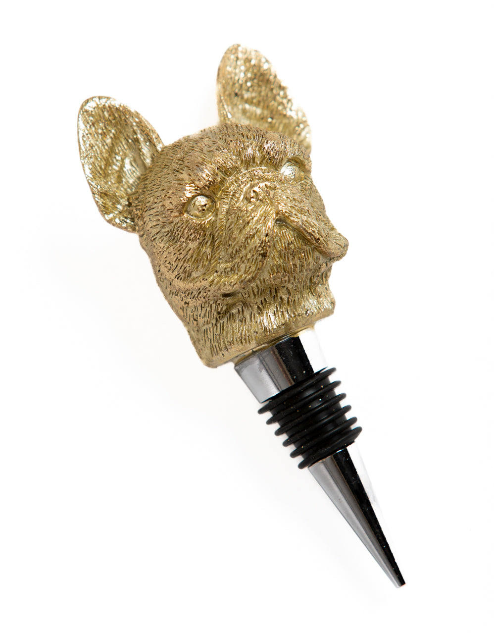 Antique Gold French Bulldog Bottle Stopper