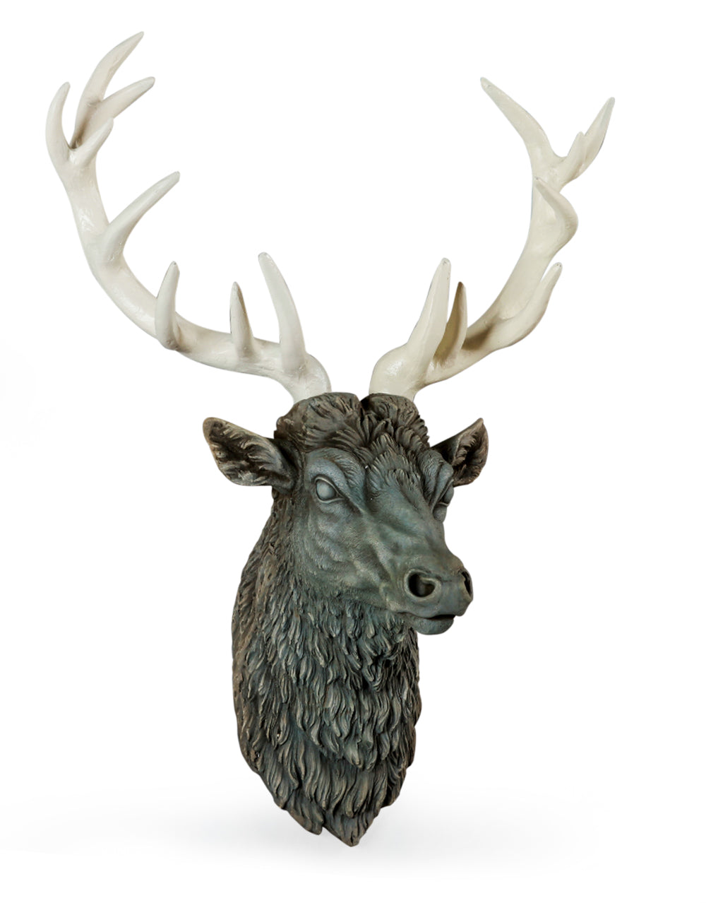Large Stone Effect Stag Head with Antiqued Antlers