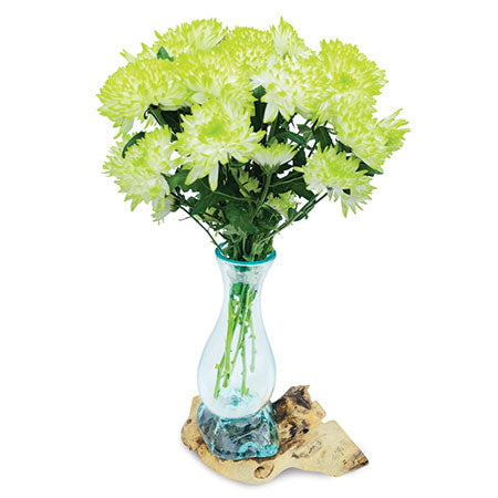 DRIFTWOOD WITH MOLTEN GLASS VASE 33CM