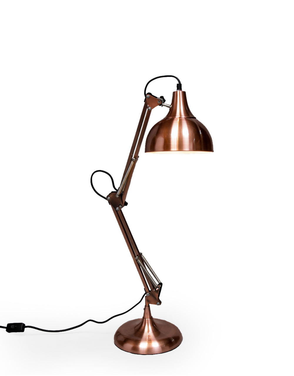 Vintage Copper Traditional Large Desk Lamp (Black Fabric Flex)