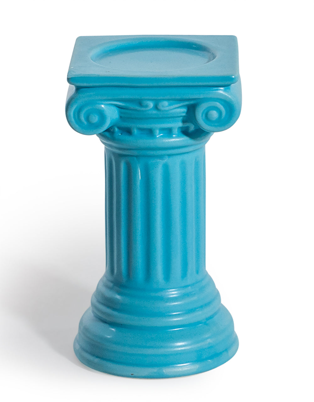 Matt Light Blue Small Ionic Column Ceramic Candle Holder