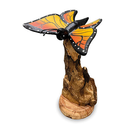 SINGLE MONARCH BUTTERFLY ON DRIFTWOOD 12cm H