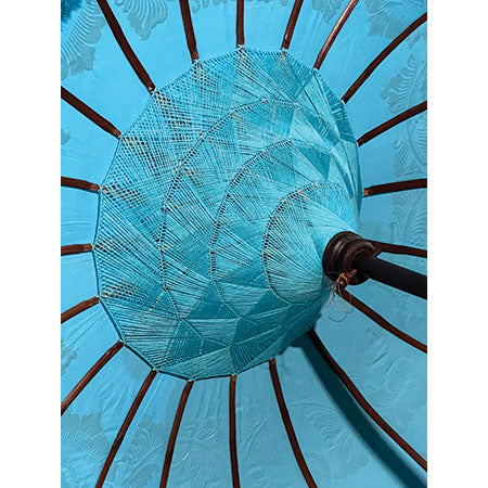BALI SUN PARASOL BLUE AND GOLD LARGE 2.5M (WITH POLE JOINT)