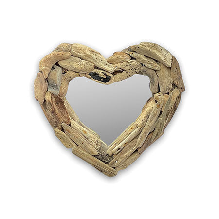 DRIFTWOOD HEART MIRROR 30CM