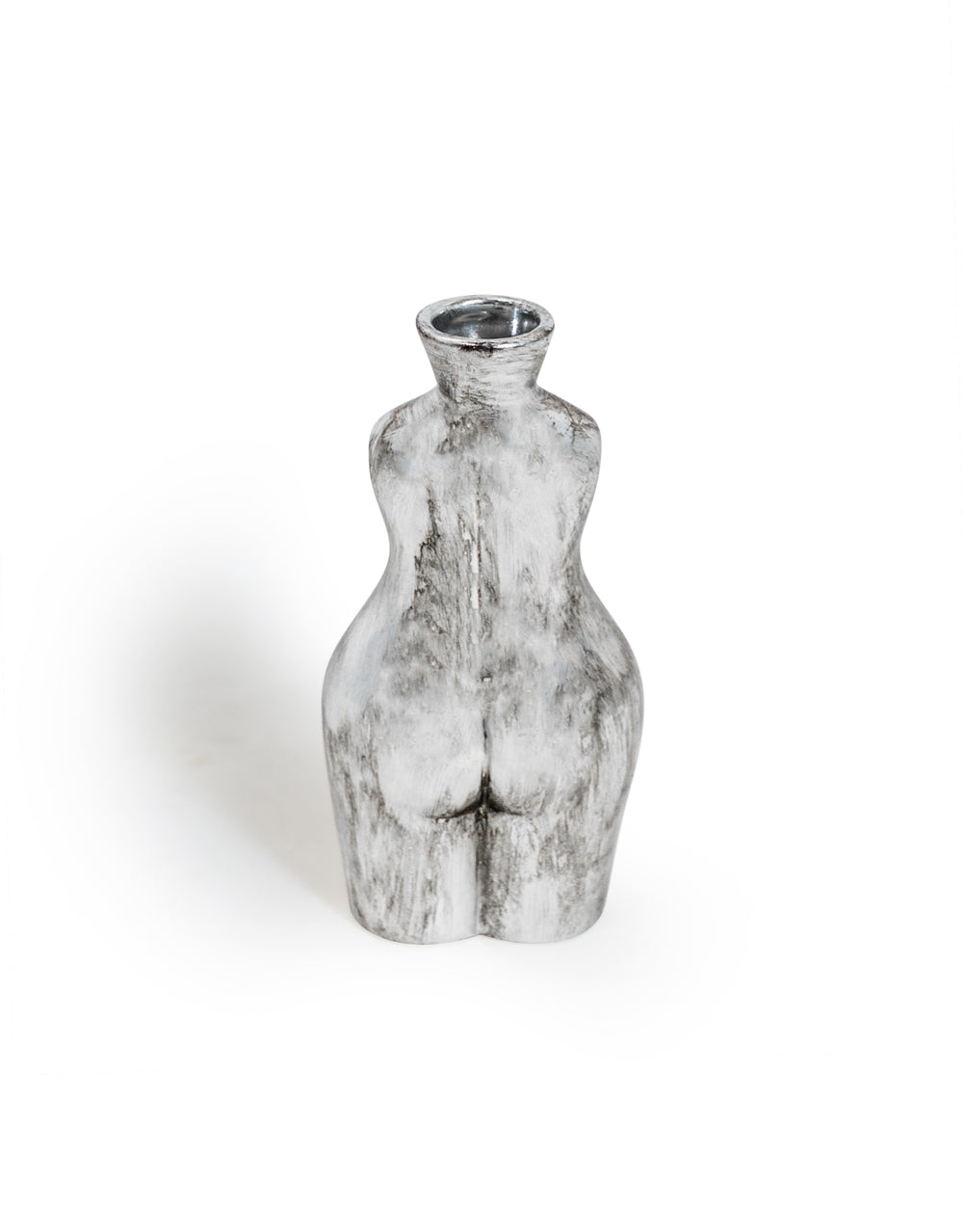 Antique Silver Small Female Body Ceramic Stem Vase