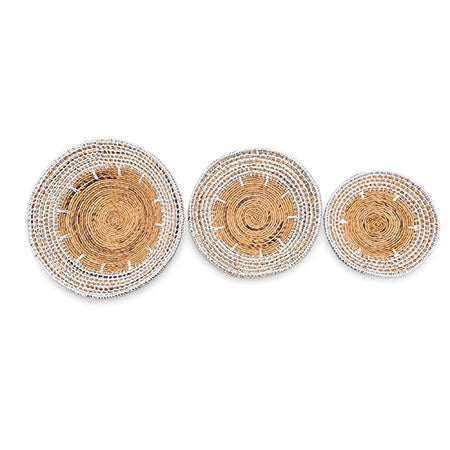 BANANA LEAF & MACRAME WALL DÉCOR DISCS SET OF 3 (40, 50, 60CM)