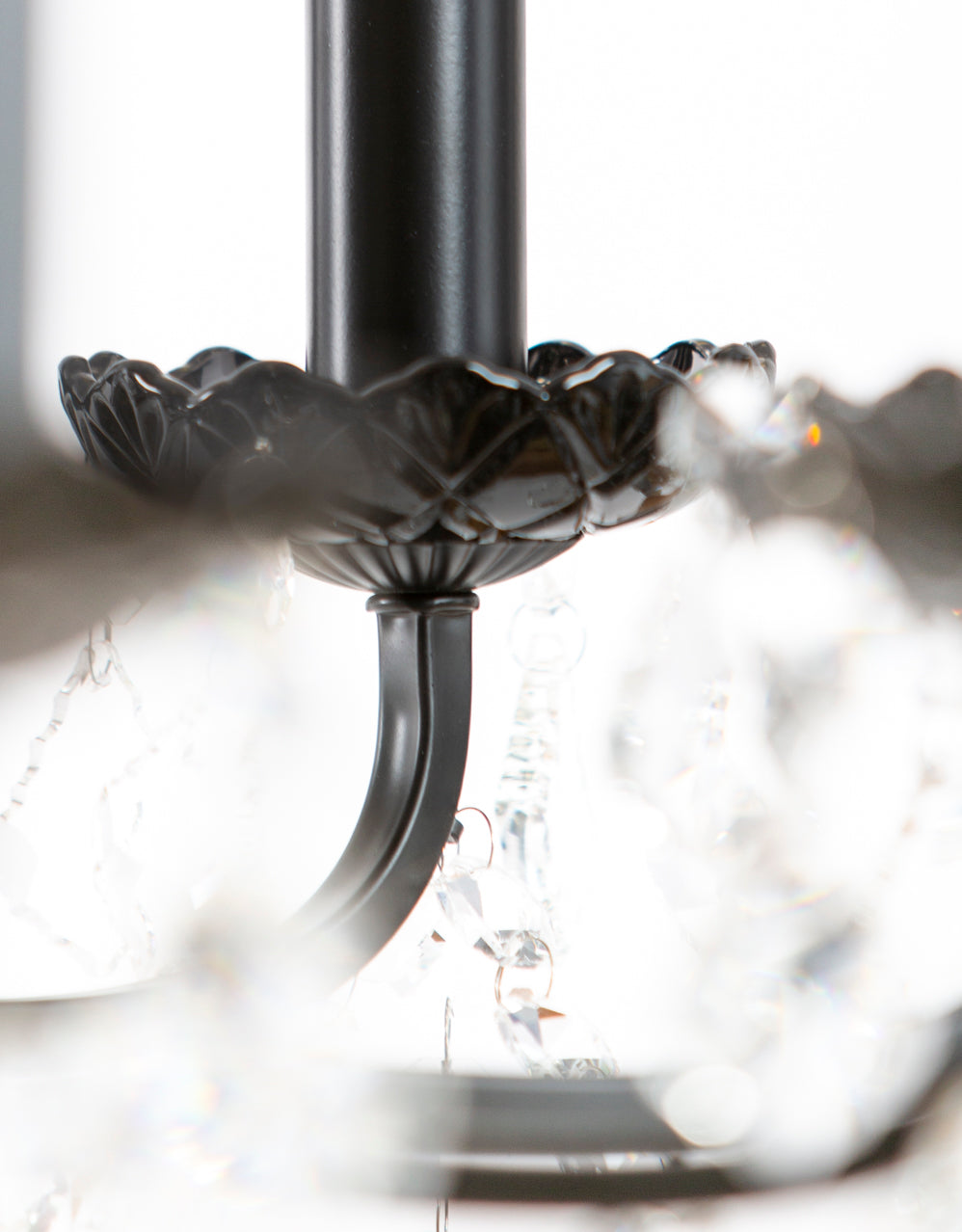 Large 12 Branch Matt Black Shallow Chandelier