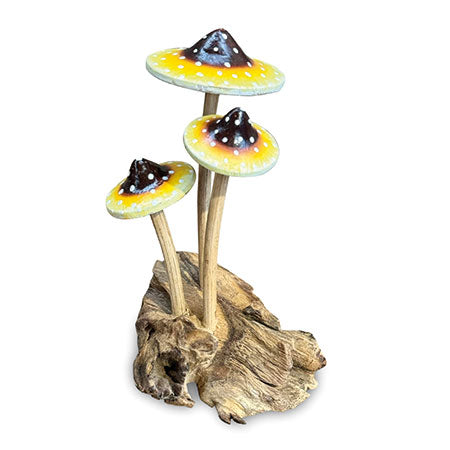 AMANITA YELLOW PSYCHEDELIC 3x MUSHROOMS 14cm.